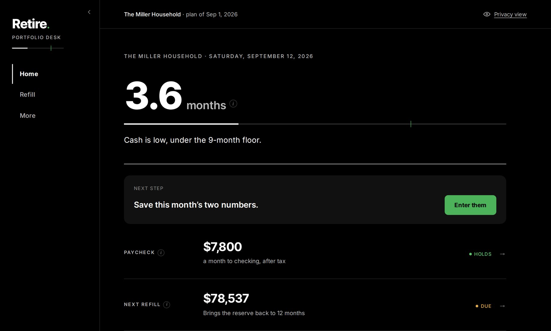 Home in dark mode